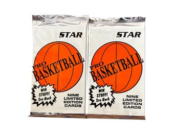 2 packs of 1993-94 Star vintage NBA Basketball cards. 9 cards per pack. Collect them all! Star International 1993 Tons of classic NBA stars!