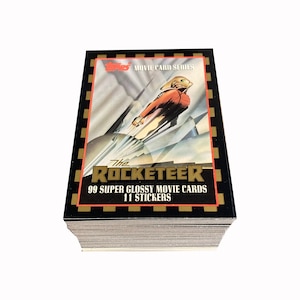 The Rocketeer complete set of 99 vintage trading cards and 11 stickers in excellent condition. Topps 1991. Disney movie cards.