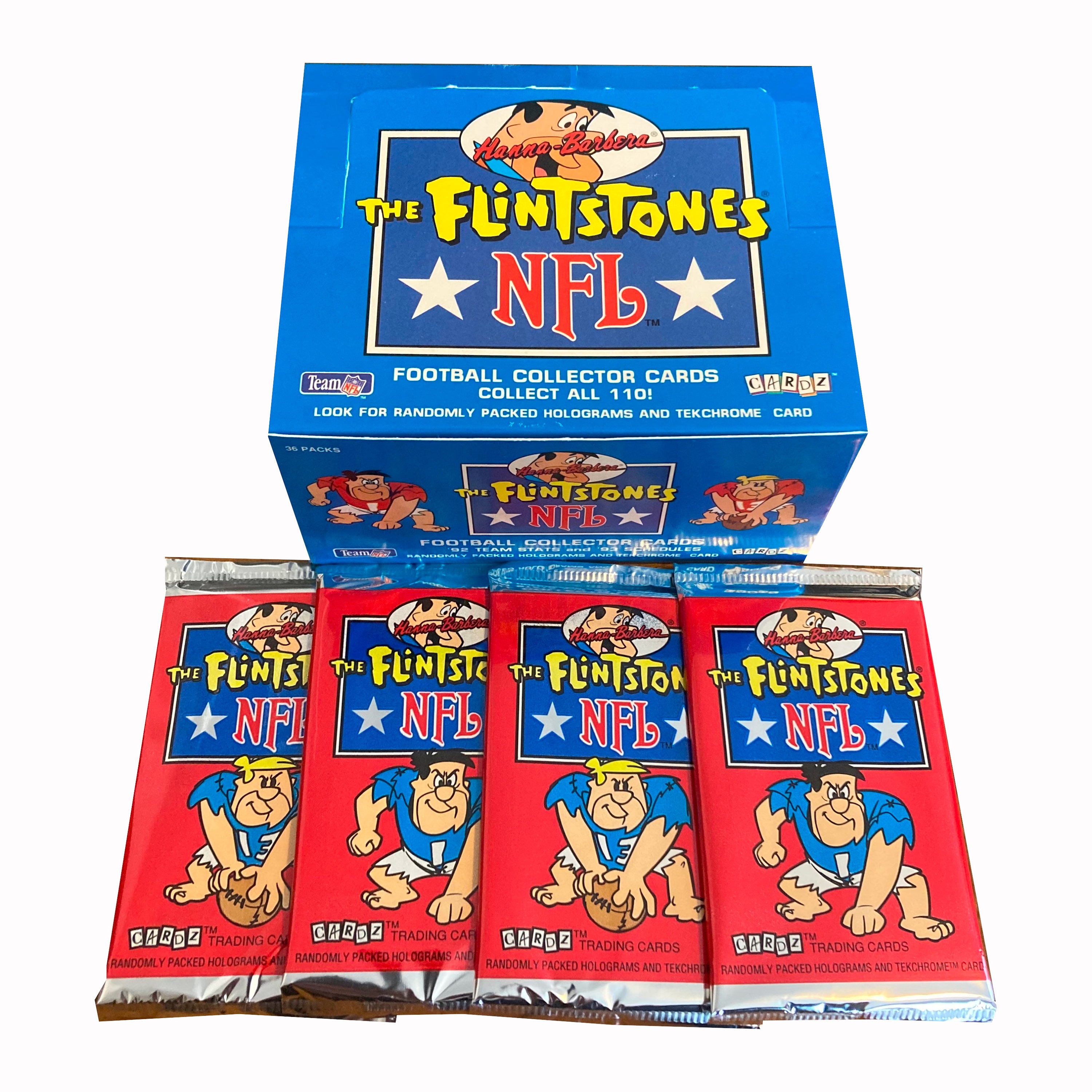 4 Packs of the Flintstones NFL Vintage Trading Cards. 8 Cards per