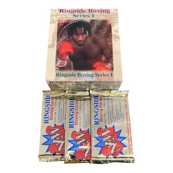 3 packs of Ringside Boxing series 1 vintage trading cards. 8 cards per pack. Randomly inserted chase and autograph cards. Released in 1996.