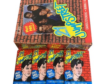 4 packs of 21 Jumpstreet vintage trading cards. Topps 1988. 5 cards + 1 sticker per pack. Johnny Depp! Vintage wax packs.