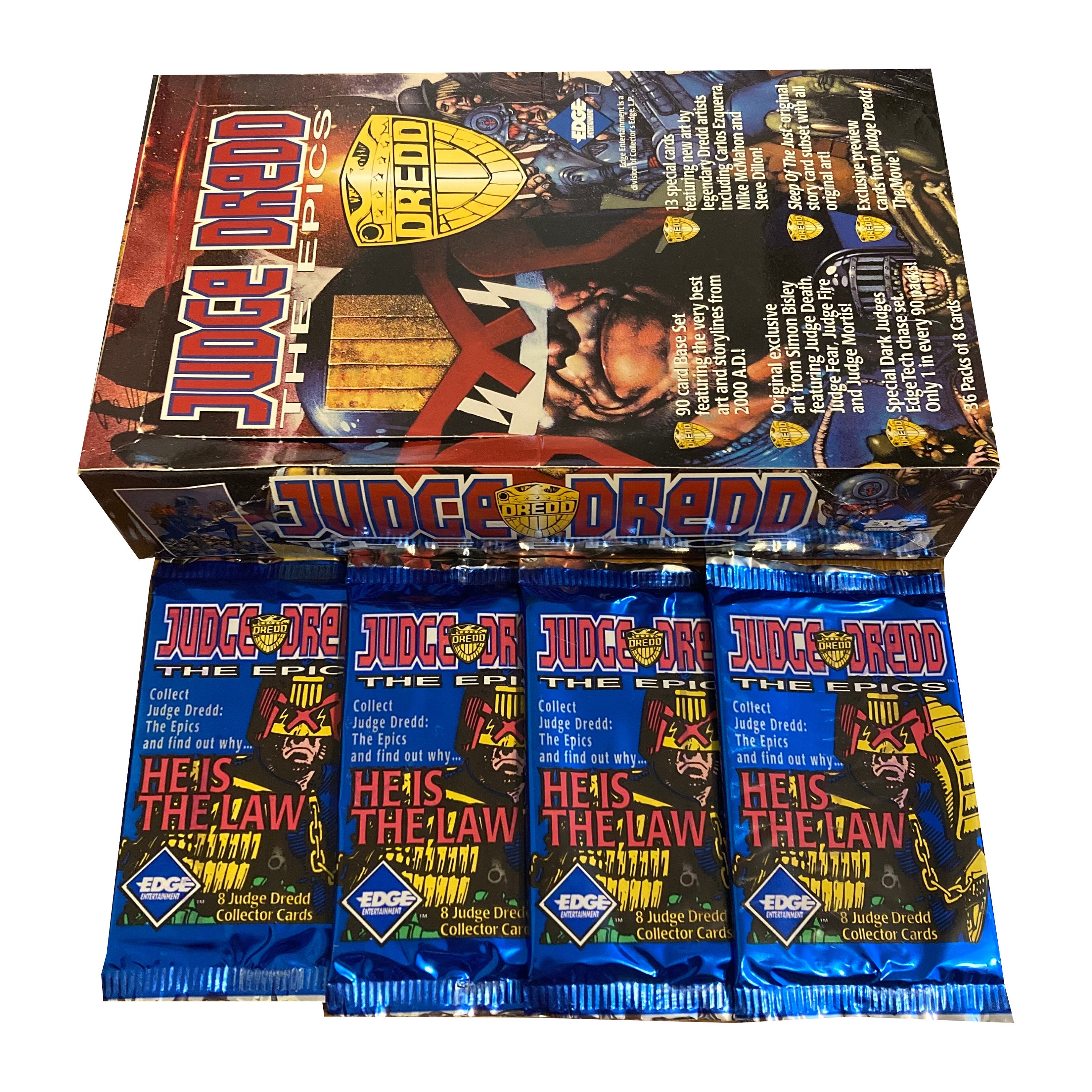 4 Packs of Judge Dredd the Epics Vintage Trading Cards. 8 Cards