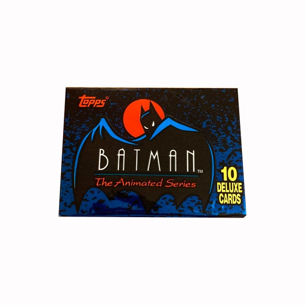 1 pack of Batman The Animated Series vintage trading cards. 10 deluxe cards per pack. Randomly inserted vinyl mini-cels. Topps 1993.
