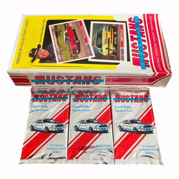 3 packs of Mustang "Carroll Shelby Signature Series" vintage trading cards. 10 cards per pack. PYQCC 1994. Must have for Mustang fans!