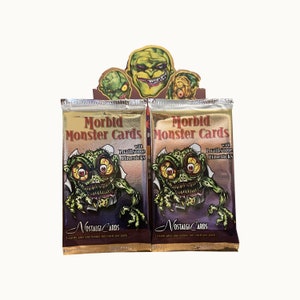 2 packs of Morbid Monster cards. 7 cards + 1 foil bonus card per pack. With loathsome limericks! Nostalgi Cards, 1999. Rare!