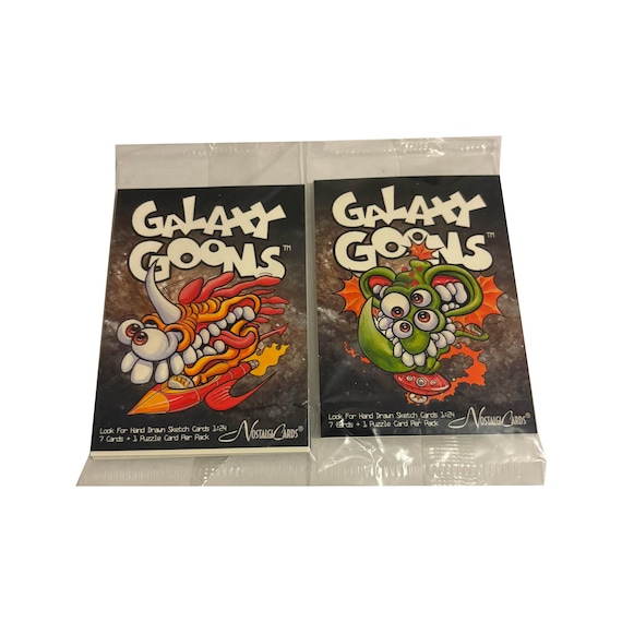 2 Packs of Galaxy Goons Vintage Trading Cards. 7 Cards + 1 Puzzle