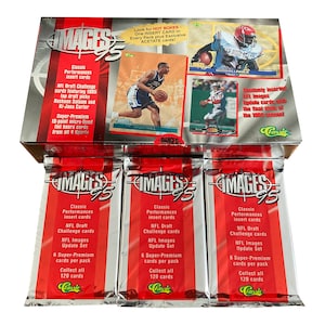 3er Packs Bilder 95er vintage Football & Basketball Draft Pick Sammelkarten. 6 Karten pro Packung. Spezielle zufällige Einsätze. Klassiker 1995.