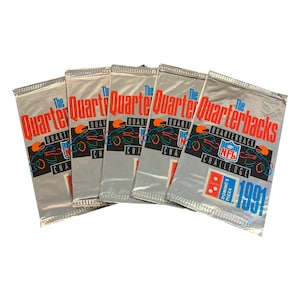 5 paquets de cartes de football vintage des Quarterbacks de 1991. Packs promotionnels publiés par Upper Deck en 1991. Quarterback Challenge.