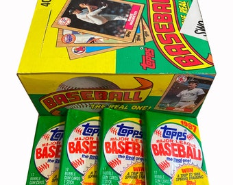 4 packs of 1987 Topps Baseball cards. 17 picture cards per vintage wax pack. Collect them all! Topps 1987. Dave Righetti Wade Boggs MLB