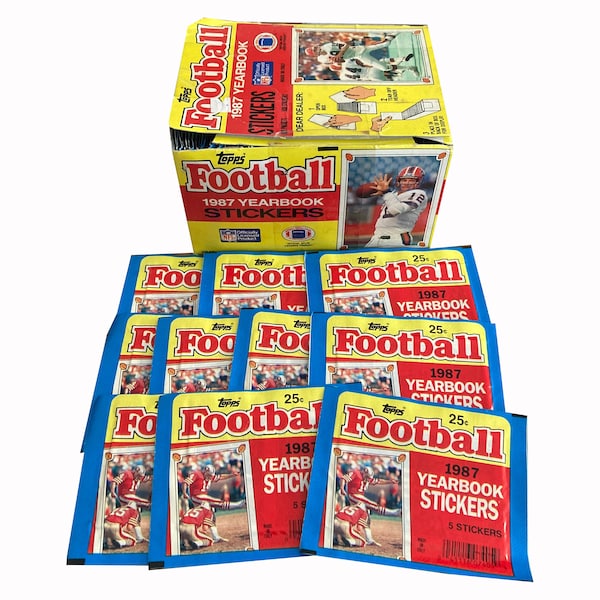 10 packs of Topps 1987 Football Yearbook Stickers. 5 stickers per pack. Fresh from the box! 49ers! Giants! Cowboys! Broncos! So many stars!