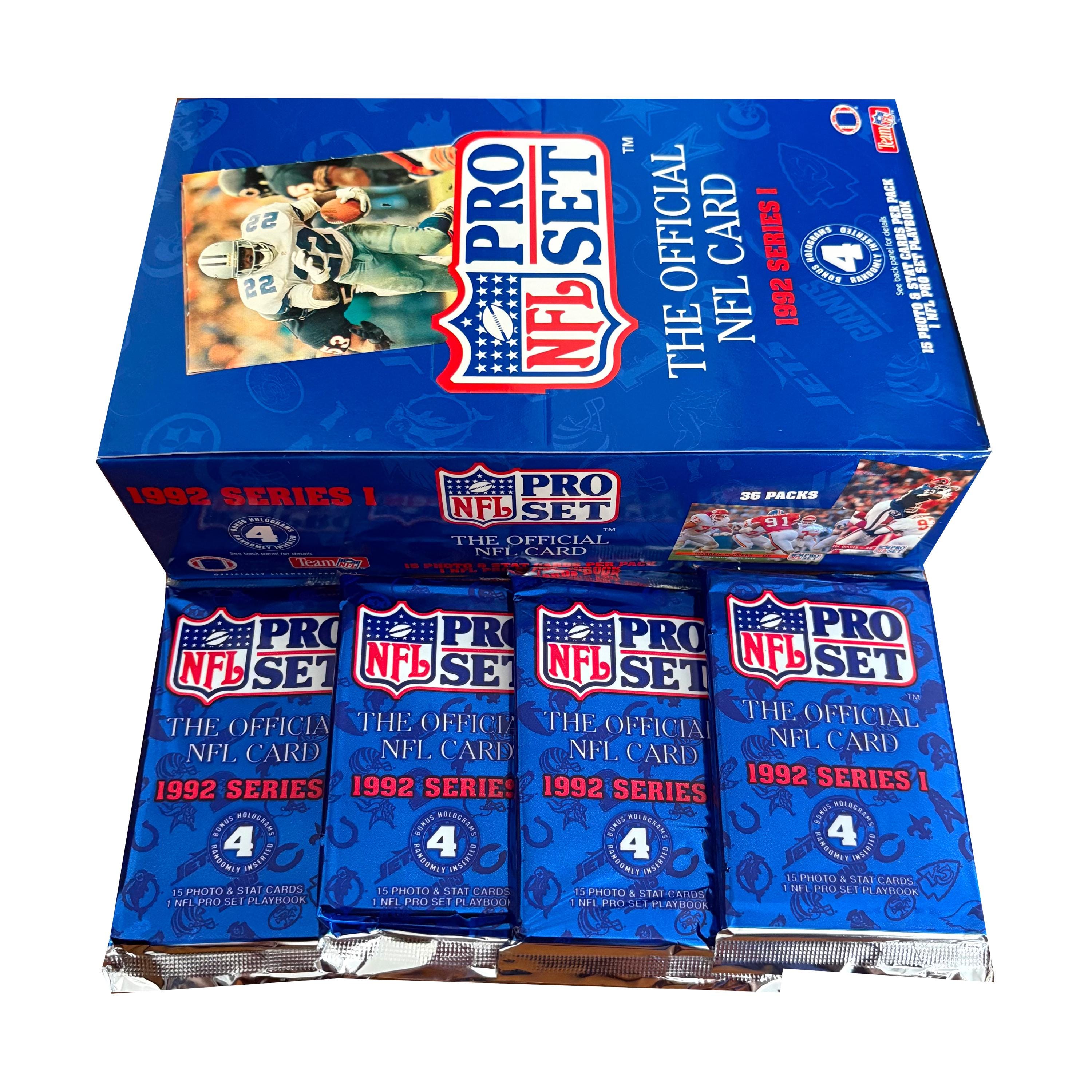 4 Packs of 1992 Pro Set NFL Football Cards Series 1. 15 Cards per