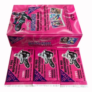 3 pacotes de Hi Flyers Top Pro Motocross Series 1 cartões colecionáveis vintage. Premier Edition. 10 cartões + adesivo grátis por pacote. Champs 1991. Legal!