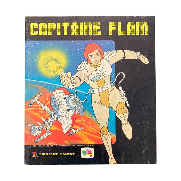 Capitaine Flam vintage unused sticker album. Covers/corners show some wear. Text is in French. No stickers included. Figurine Panini 1981.