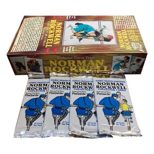 4 packs of Norman Rockwell series 1 vintage collector cards. 10 cards per pack. Collect all 90 for a complete set! Comic Images 1993.