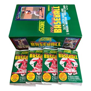 4 packs of 1991 Score vintage MLB Baseball cards. Series 1. 16 player cards and 1 Magic Motion Trivia card per pack. Collect them all!