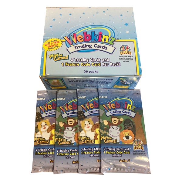 4 packs of Webkinz vintage trading cards. 5 cards per pack. All your favorite Webkinz pets, characters, and items! Collect them all! Ganz.