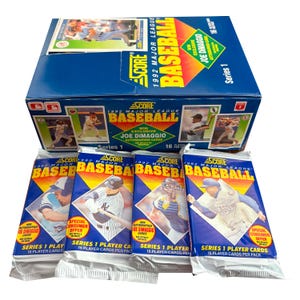 4 confezioni di carte da baseball vintage MLB Score del 1992, Serie 1. 16 carte per confezione. Collezionali tutte! Score 1992.