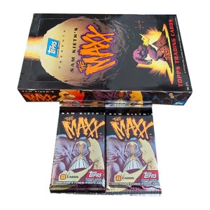 2 paquets de cartes à collectionner vintage The Maxx de Sam Kieth. 8 cartes par paquet. Topps 1993. MTV Animation. Difficile à trouver !