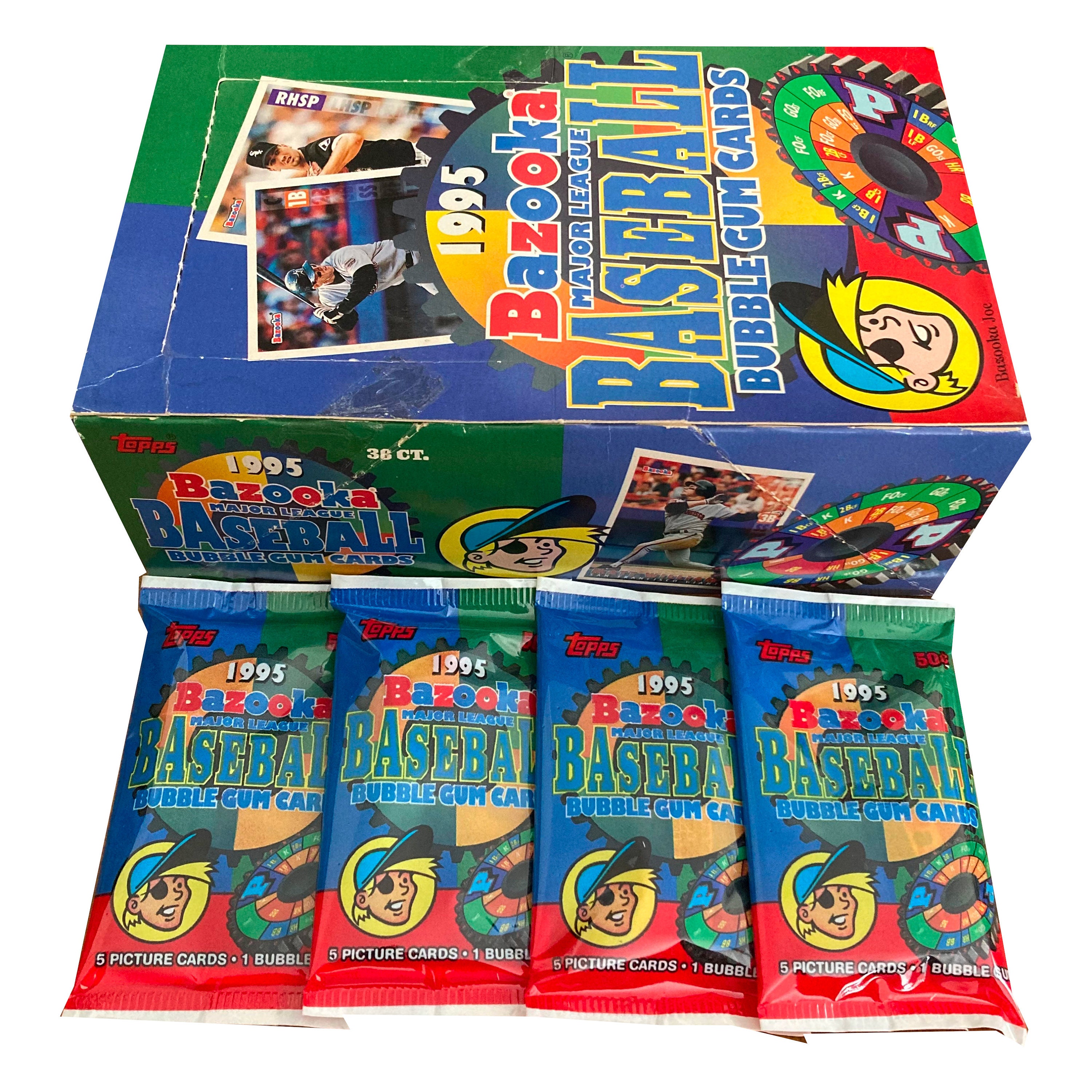 4 Packs of 1995 Topps Bazooka Baseball Cards. 5 Cards per Pack