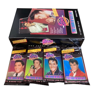4 paquets d'Elvis - Les cartes de sa vie - Série 2 cartes à collectionner vintage. 12 cartes par paquet. Collectionnez-les tous ! Le groupe River 1992.