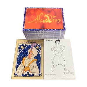 Disney's Aladdin complete set 100 kaarten + 10 kleurkaarten en 10 subsets goudfoliestickers in uitstekende staat. Panini 1993. Leuk!