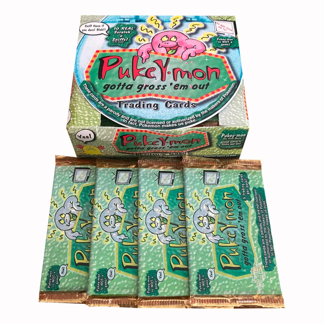 4 Packs of Pukeymon Vintage Trading Cards. Pokemon Parody Cards. 5 Cards per Pack. Pacific 2000