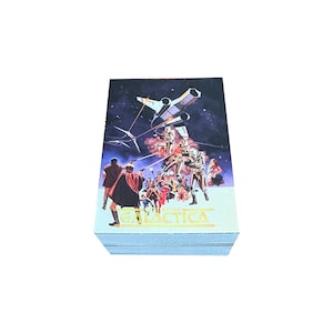 Battlestar Galactica complete base set of 72 vintage trading cards in excellent condition. Dart Flipcards 1996.