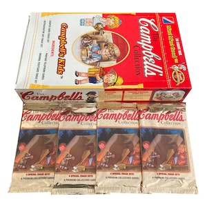 4 paquets de cartes à collectionner vintage Campbell's Collection, y compris Campbell's Kids. 8 cartes par paquet. 4 sets de poursuite différents ! 1995.