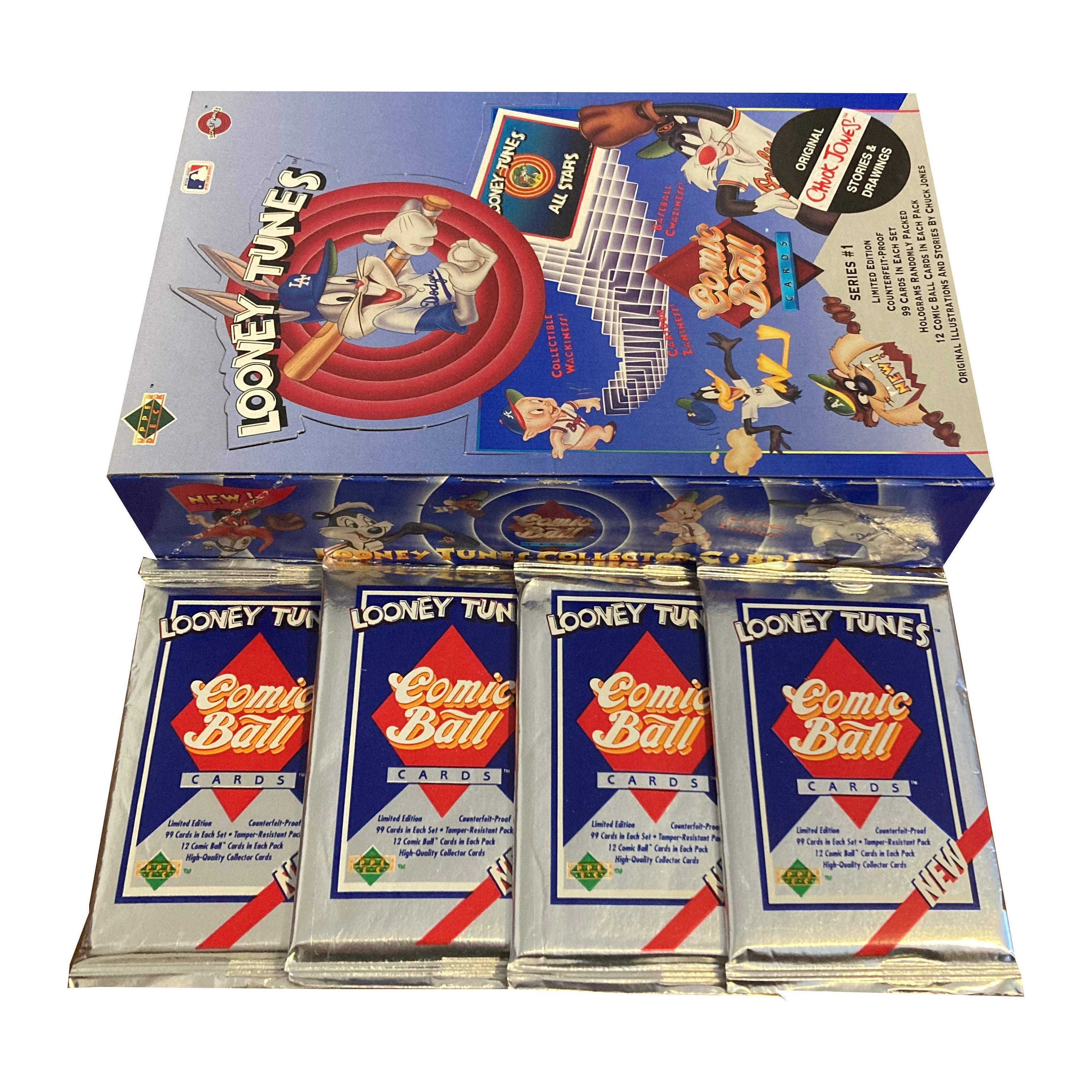 4 Packs of Looney Tunes Comic Ball Series 1 Collector Cards. 12