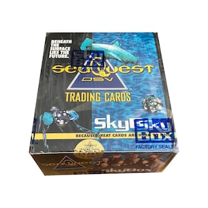 Caixa lacrada de fábrica de cartões colecionáveis vintage Seaquest DSV. 36 pacotes de 8 cartões por pacote. Abaixo da superfície está o futuro. Skybox 1993.
