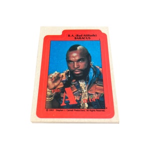 De complete set van 12 vintage ruilkaartstickers van het A-Team in uitstekende staat. Topps 1983. BA, Murdoch, Face, Hannibal Smith!