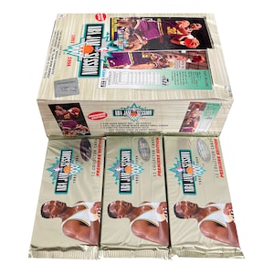 Lot de 3 cartes de basket-ball NBA Jam Session 1993-1994 vintage oversize. 12 cartes par paquet. Plusieurs sous-ensembles à collectionner. Fleer 1993.