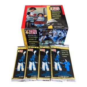 4 packs of Guinness Book Of World Records vintage trading cards. 10 cards per pack. Collect all 100! Pro Set 1992. Fascinating and fun!