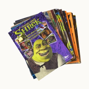 Shrek complete 72 card base set of vintage trading cards in excellent condition. Dart Flipcards, 2001. 100% authentic ogre!