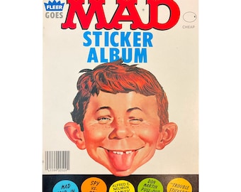 MAD unused vintage sticker album. No stickers included, only blank album. Fleer 1983. Mad Magazine Spy Vs Spy Alfred E Neuman Don Martin