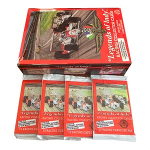4 packs of Legends of Indy vintage racing cards. 10 cards per pack. Randomly inserted autographs. Grand Stand Sports 1992.
