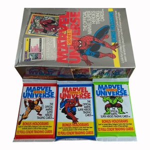 1 paquete de cartas coleccionables antiguas del Universo Marvel Serie 2. ¡Tu eliges! 12 cartas por paquete. ¡Hologramas extra empaquetados al azar! Impel/Skybox 1991.