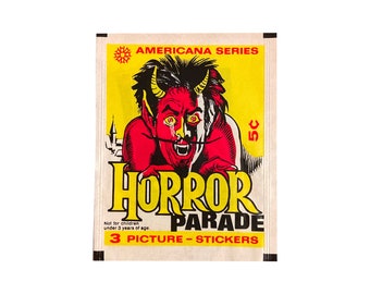 Horror Parade package of 3 vintage album stickers. Released in the 1970s by Americana Picture Service. Very rare horror collectible!