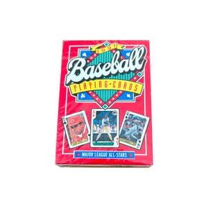 1991年メジャーリーグベースボールオールスターのトランプ。オールスターゲーム出場選手56名をフィーチャー。新品未開封。MLBコレクターズアイテムとして最適です！