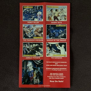 Pôster promocional de Midnight Madness de Rosem. Mede 8,5" x 14" e vem dobrado em quatro. 1991. Muito bom cartão colecionável de terror. Cru!