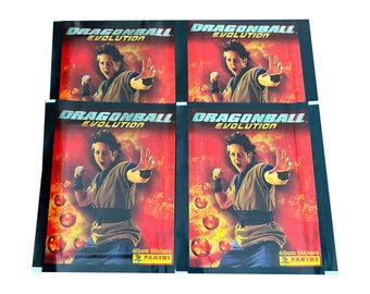 4 packs of Dragon Ball Evolution vintage collectable album stickers. Produced in Italy by Panini. Collect them all!