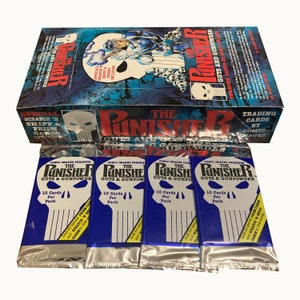 4 packs of The Punisher Guts and Gunpowder vintage trading cards. 10 cards per pack. Comic Images 1992. 90 card series - collect them all!