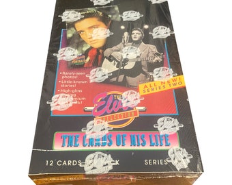 Boîte scellée en usine de 2 cartes à collectionner vintage d'Elvis Les cartes de sa vie. 36 paquets, 12 cartes par paquet. Le groupe River 1992.