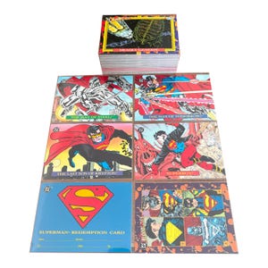 DC Bloodlines complete base set of 81 vintage trading cards + 6 chase/promo cards in excellent condition. Skybox 1993. DC comics. Superman