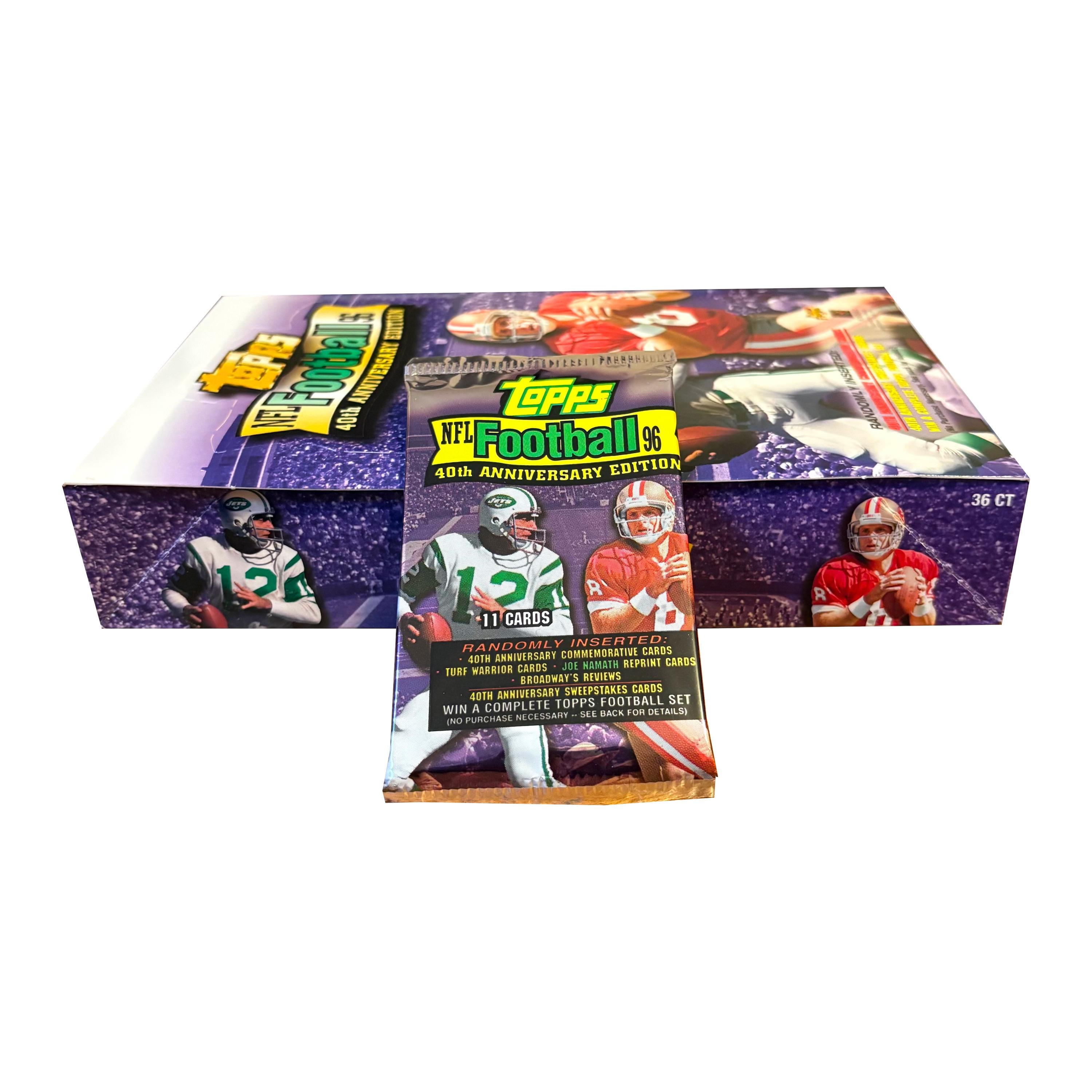 1 Pack of Vintage 1996 Topps NFL Football Cards. 40th Anniversary