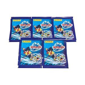 5 packs of Beyblade V-Force vintage collectable album stickers. Collect them all! Released by Panini in 2002.  Let it rip!