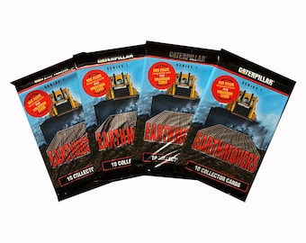 4 packs of Caterpillar Earthmovers series 1 vintage trading cards. 10 cards per pack. Released by TCM Associates in 1993. Big trucks!
