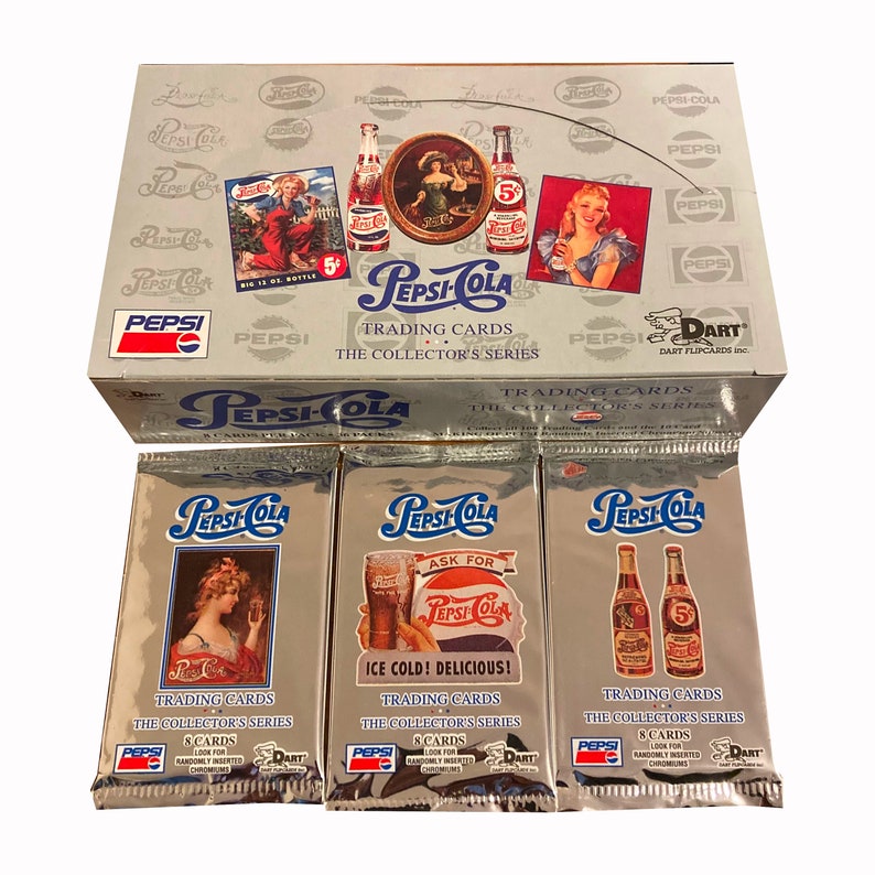 3 packs of Pepsi The Collector Series vintage trading cards. 8 cards per pack. Chromium chase cards. Collect all 90! Dart Flipcards 1994. image 1