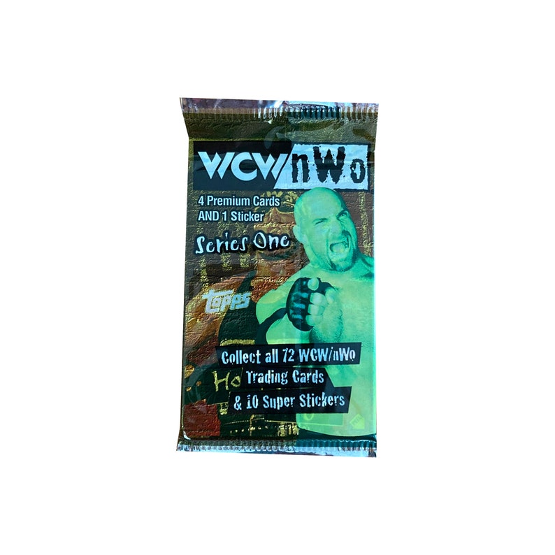 1 pack of WCW/NWO Series 1 official trading cards. 4 premium cards 1 sticker per pack. You choose wrapper style. Topps 1998. image 2