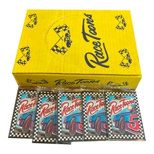 5 packs of Race Toons vintage trading cards. 10 cards per pack. Collect them all! Fun for race fans! Carolina Custom Cards 1991.